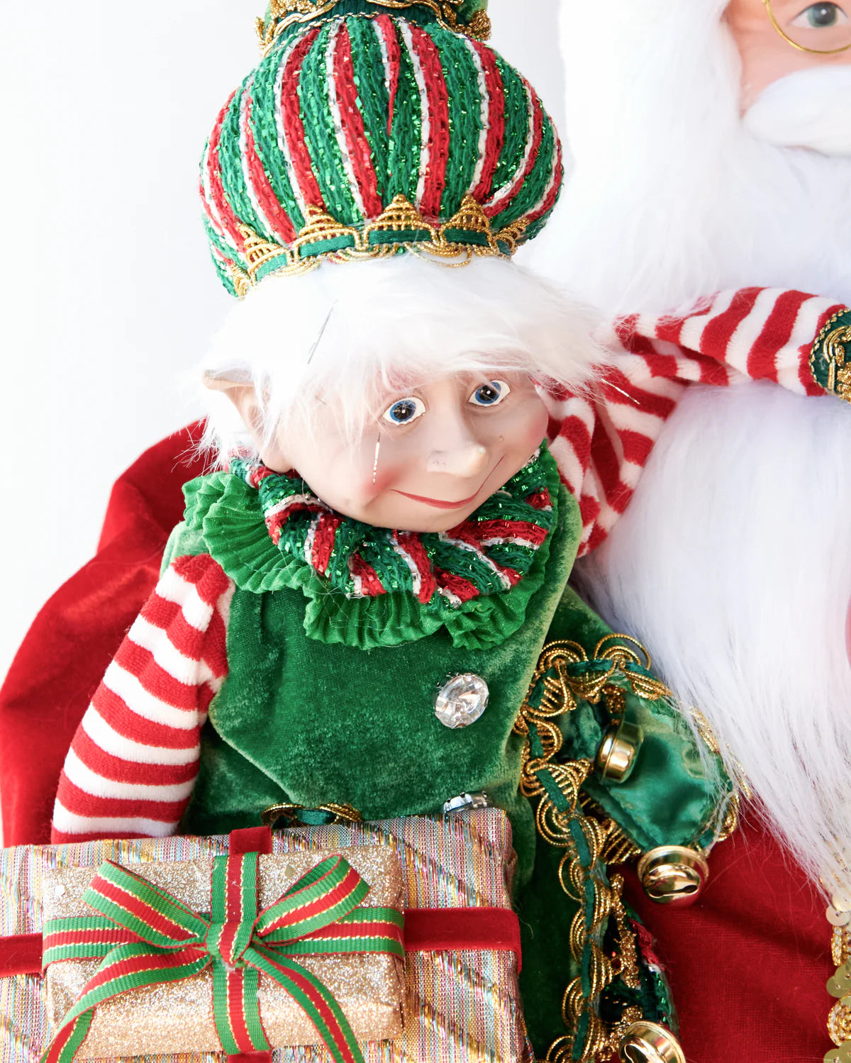 SANTA WITH BEAR, ELVES & GIFT BAG 91cm
