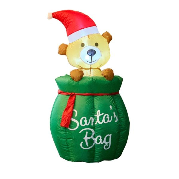 Inflatable Low Voltage Bear in Santa Sack 75cm x 75cm x 130cm Indoor/Outdoor Use