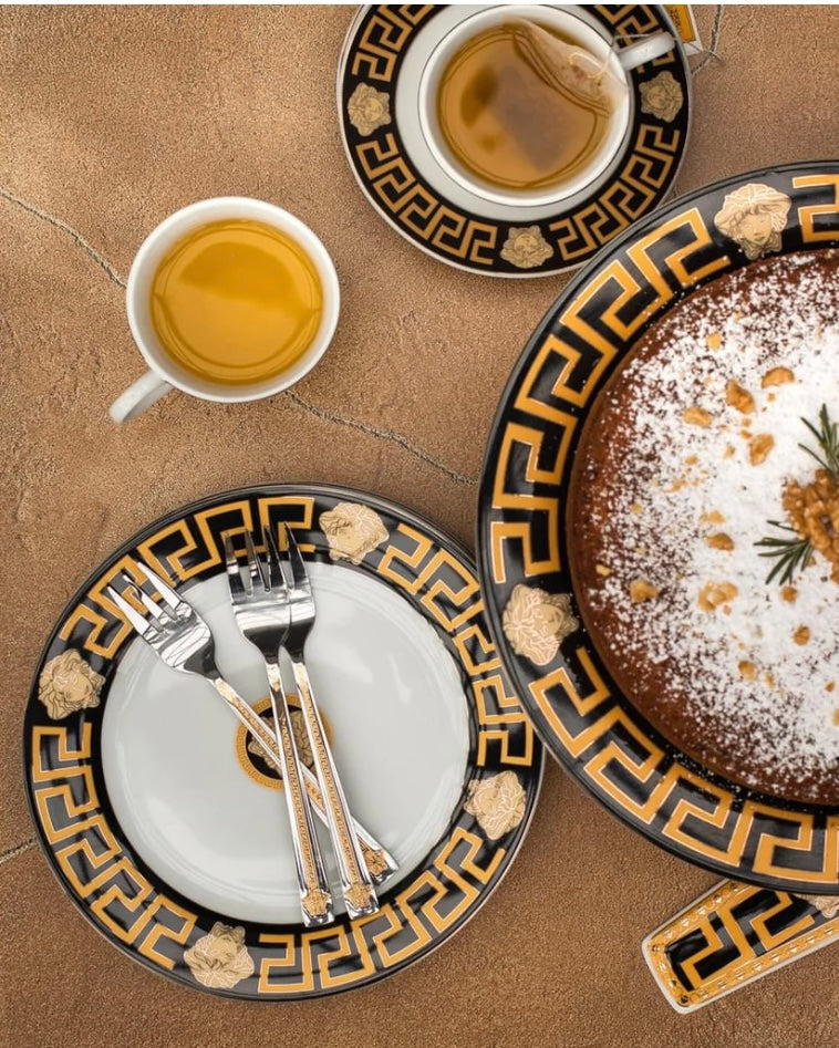 Medusa Set Of 6 Gold Design Cake Forks With Gift Box