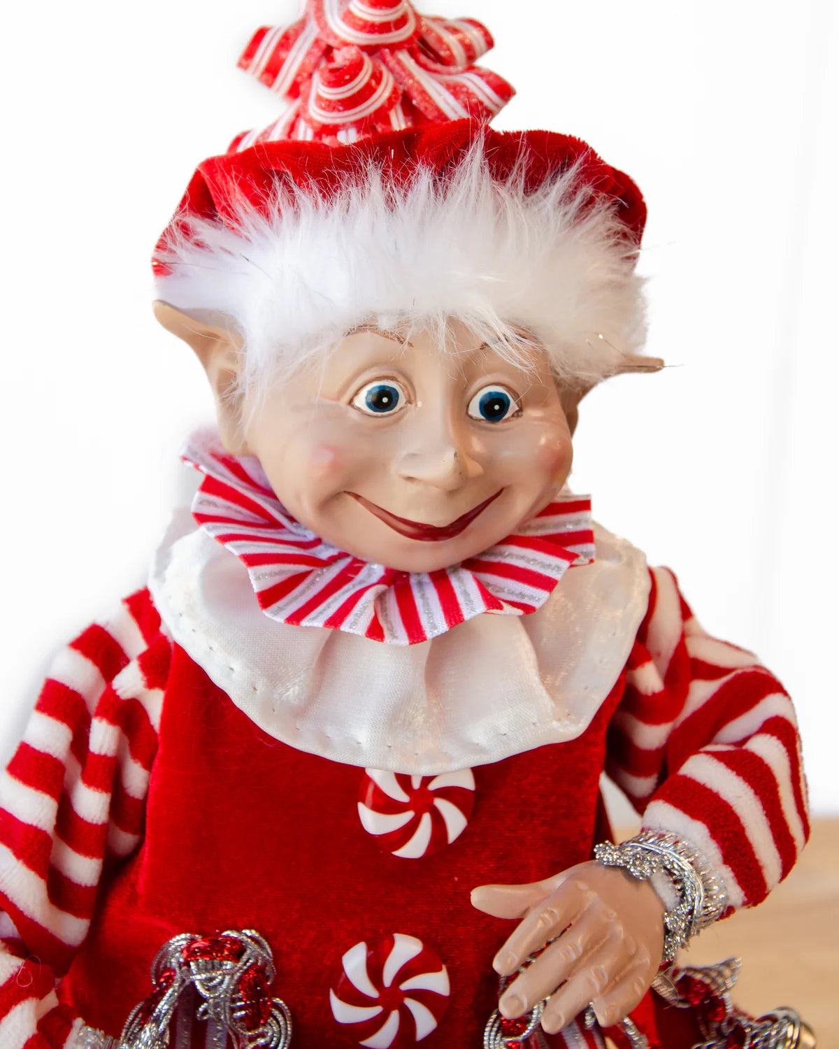 CHRISTMAS CANDY STRIPE BOY ELF RED WHITE