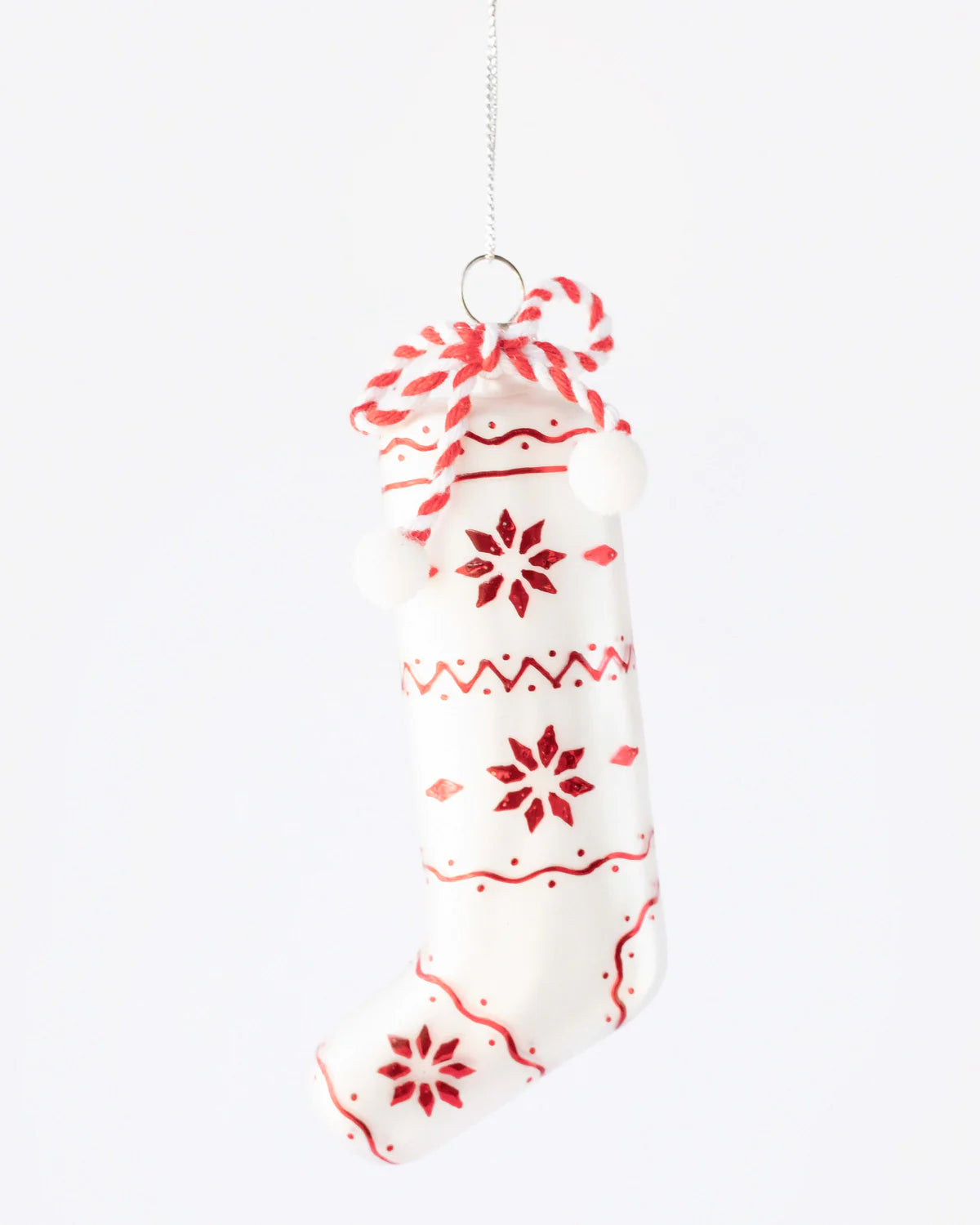 STOCKING ORNAMENT RED/WHITE 12.6CM
