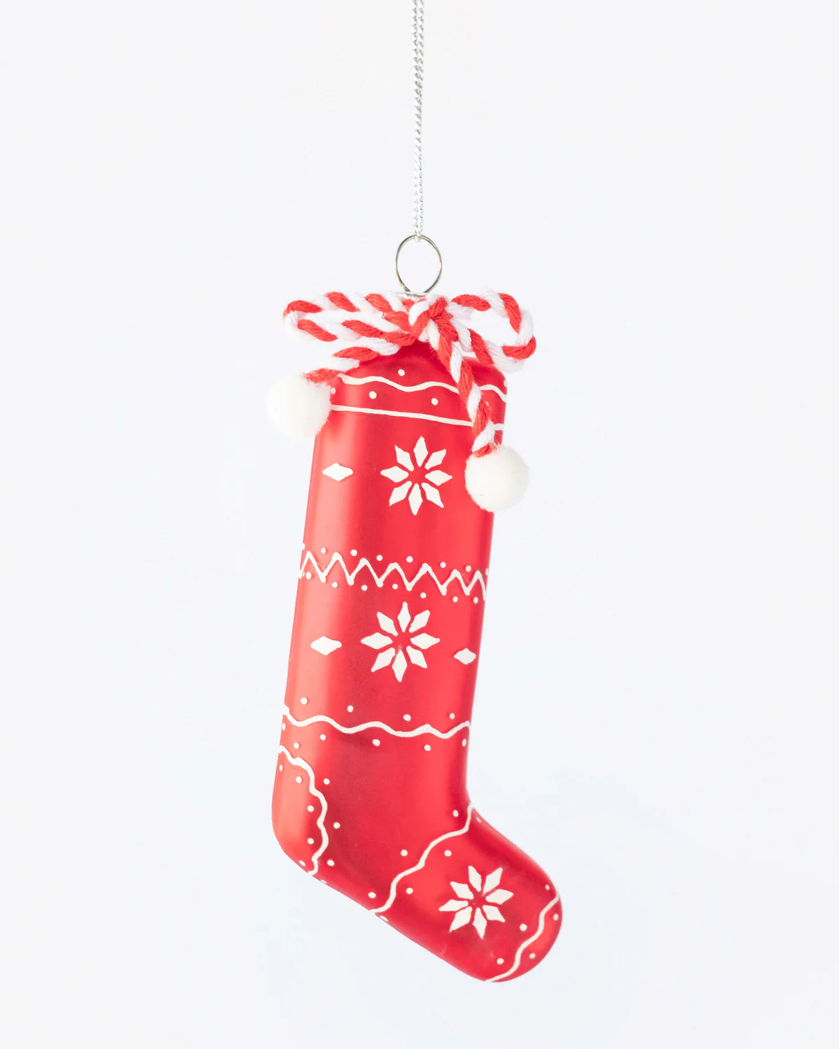 STOCKING ORNAMENT RED/WHITE 12.6CM