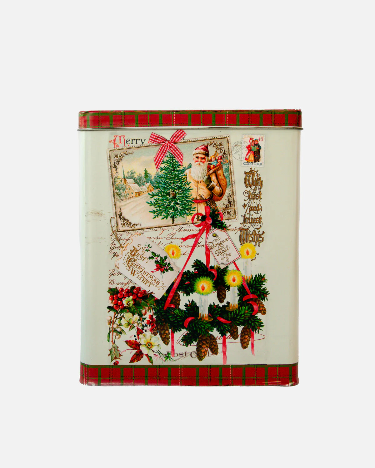CHRISTMAS VINTAGE SCENE TINS RECTANGLE SET OF 3