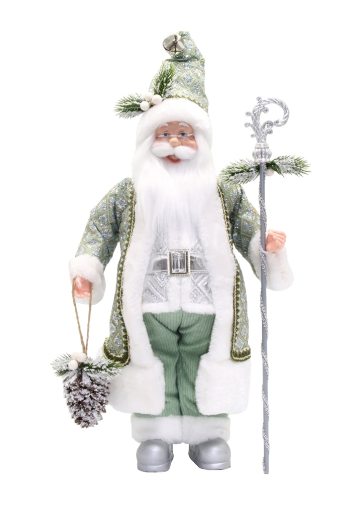 Mr and Mrs Santa Harlequin Sage 45cm
