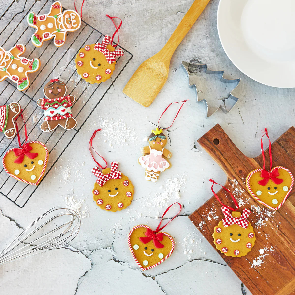 GINGERBREAD COOKIE ORNAMENT WHITE