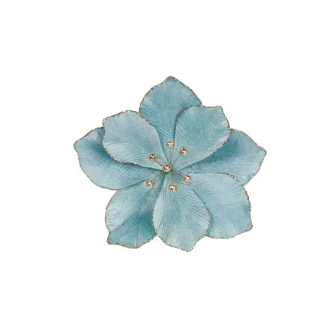 FLOWER HEAD VELVET 16X20CM BLUE
