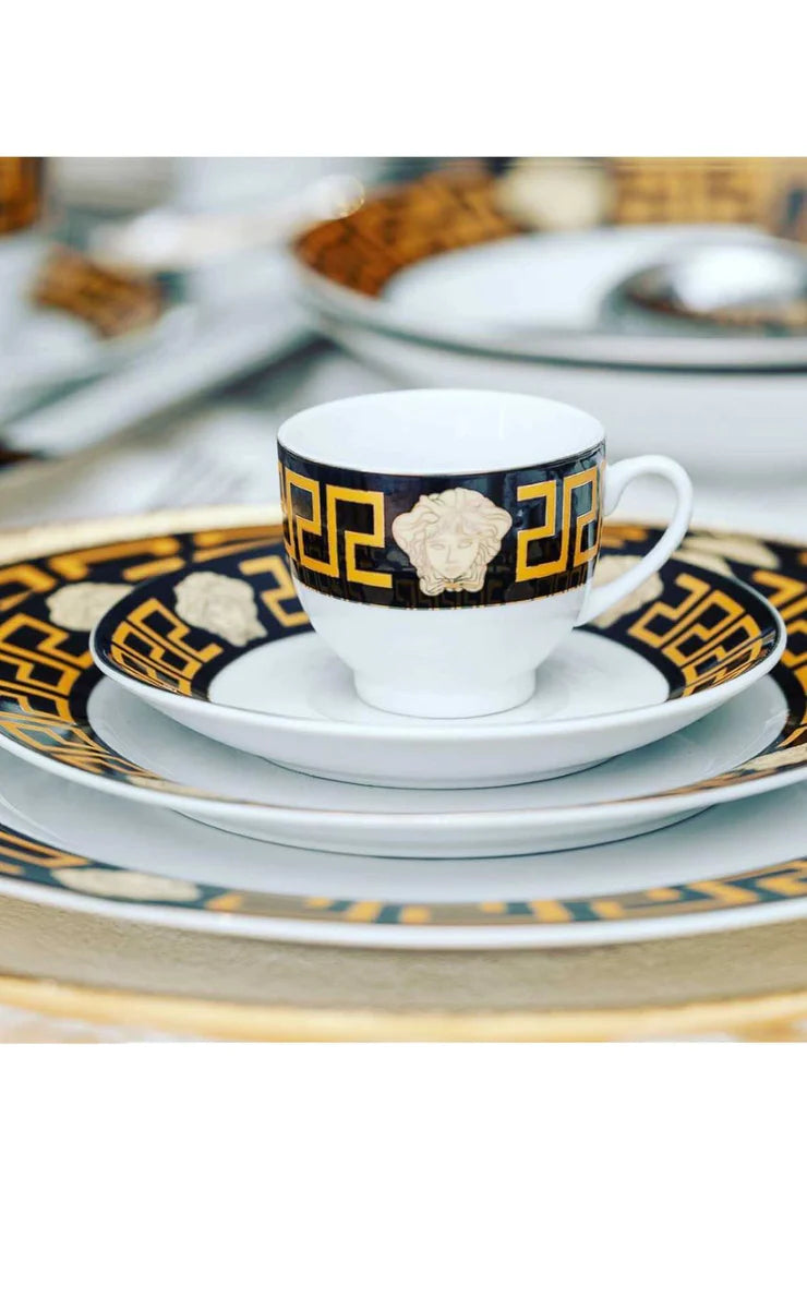 La Medusa Style Gold and Black 12pc Tea Cup and Saucer Set 160ml