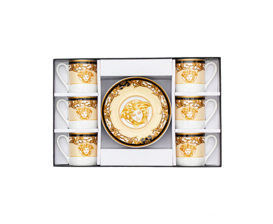 Medusa Luxe Gold Espresso Cup and Saucer Set/12