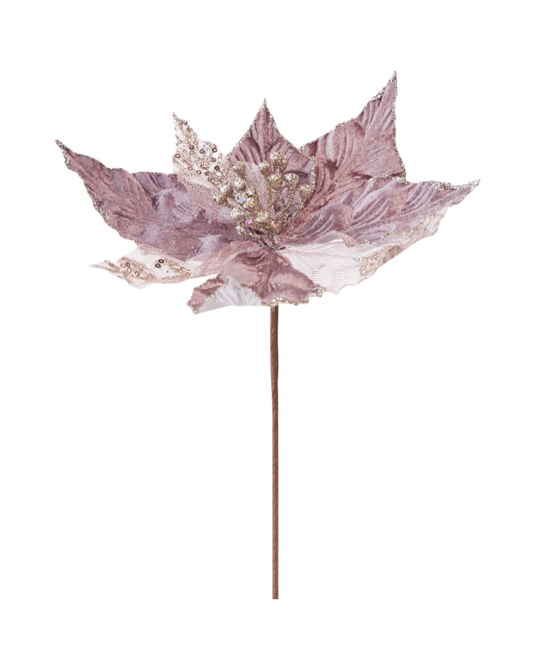 POINSETTIA PICK SEQUIN DEEP MAUVE 25cm