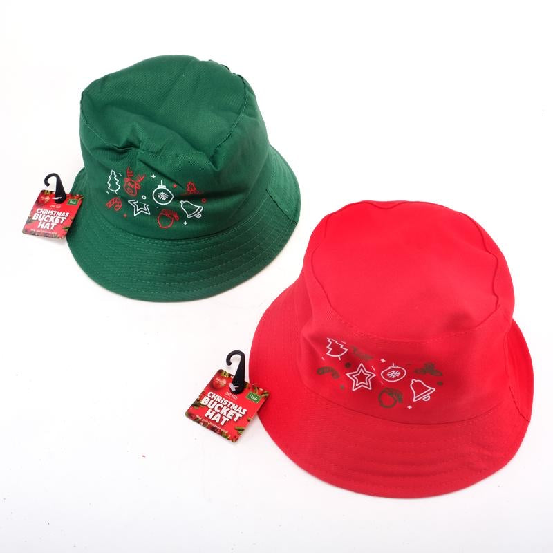 Hat Bucket Christmas Kids Green & Red