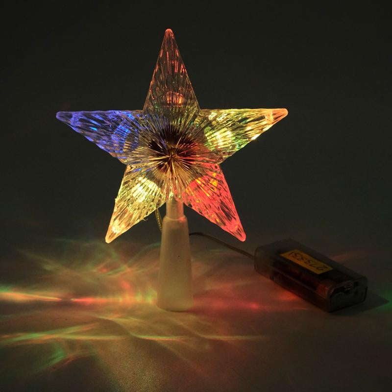 Battery Operated Tree Topper LED Star 14cm x 18cm Multi Colour Requires: 2 x AA Batteries (not Included) 1 Function - Flashing (3 Speed Transition)