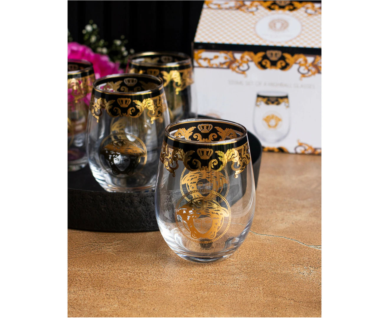 Medusa Luxe Set/4 Highball Drinking Glasses 555ml