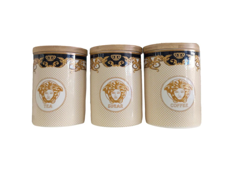 The House of Florence Medusa Luxe Gold Set of 3 Canister Sets