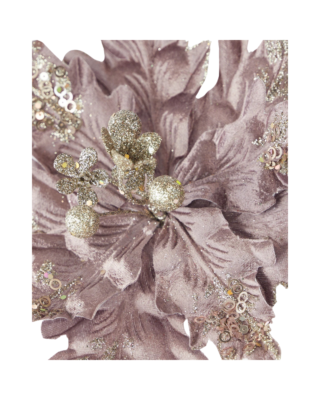 POINSETTIA PICK SEQUIN DEEP MAUVE 25cm