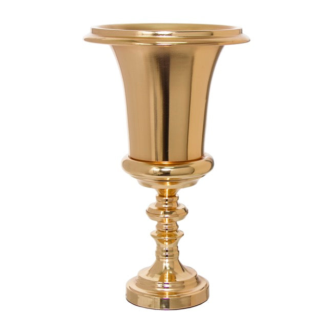 Metal Urn Trumpet Vase Gold (26x26x43cmH)