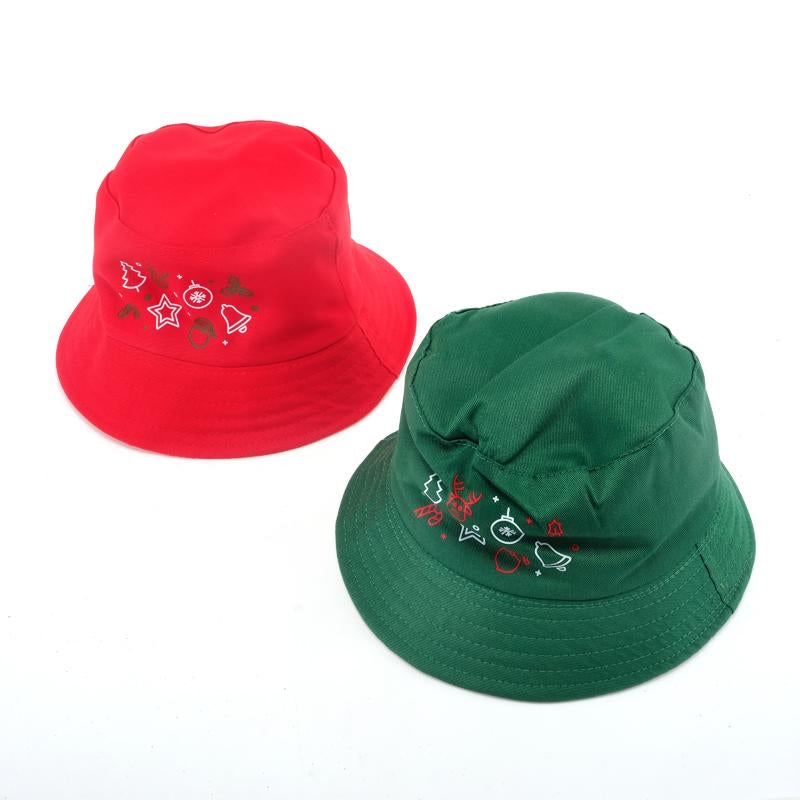 Hat Bucket Christmas Kids Green & Red