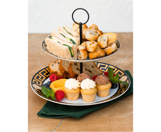 La Medusa Classic Style Gold and Black 2-Tier Cake Stand