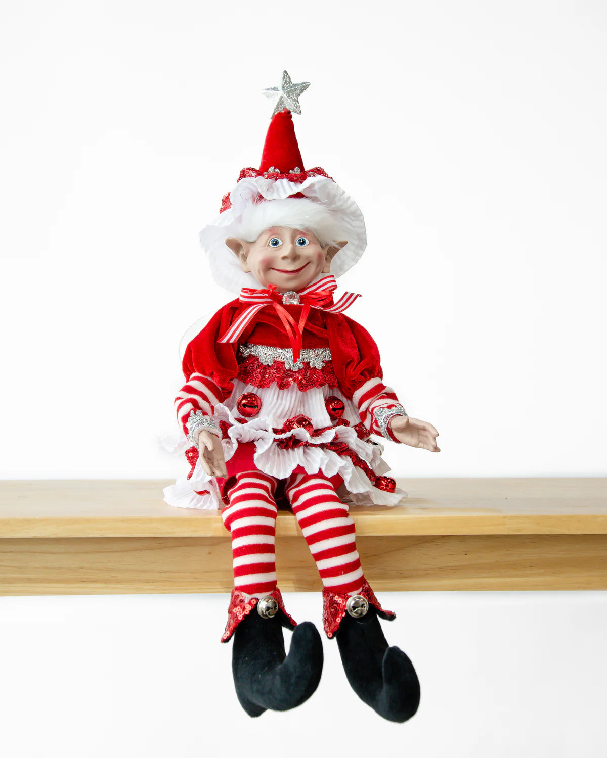 CHRISTMAS CANDY STRIPE GAL ELF RED WHITE 65cm