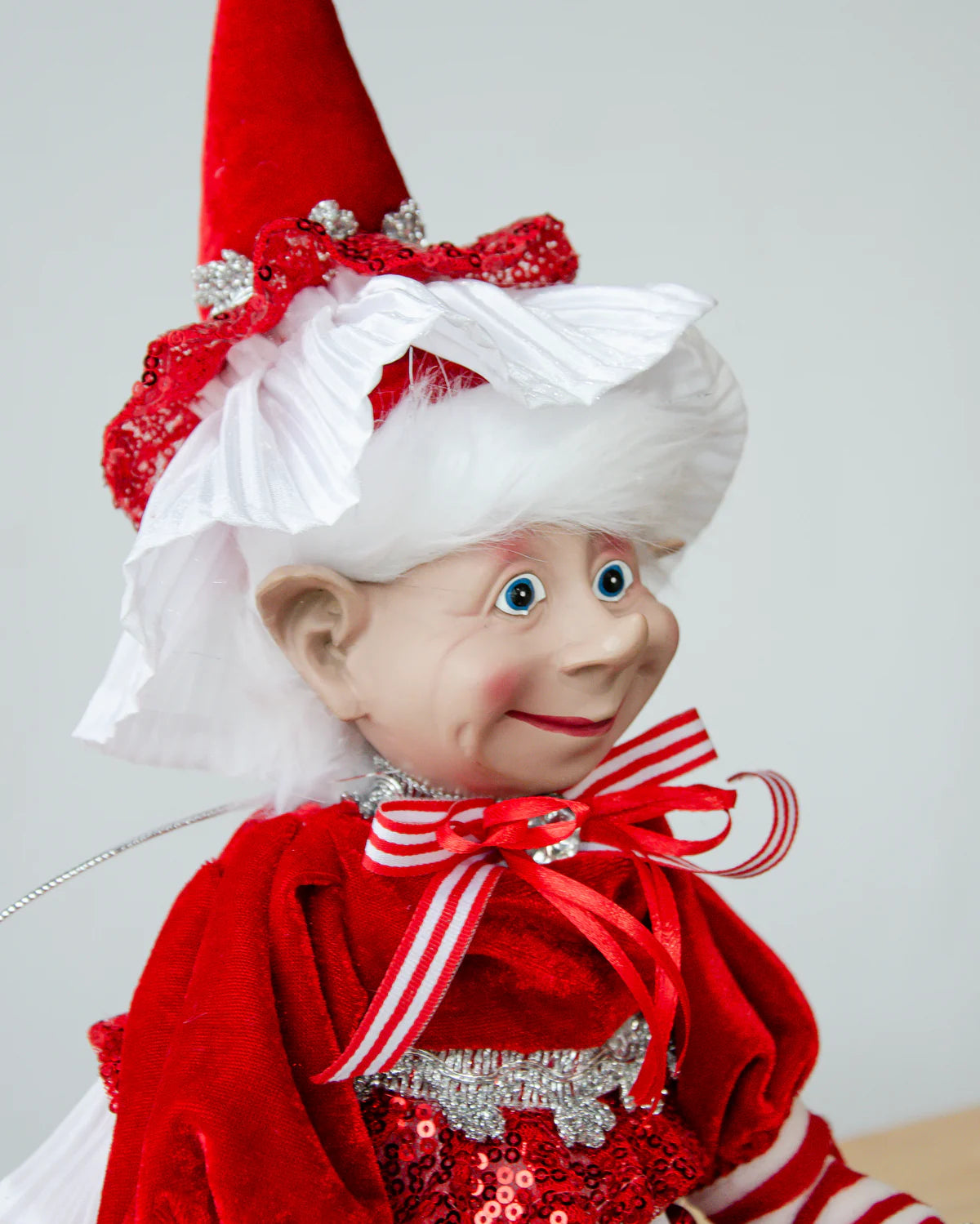 CHRISTMAS CANDY STRIPE GAL ELF RED WHITE 65cm