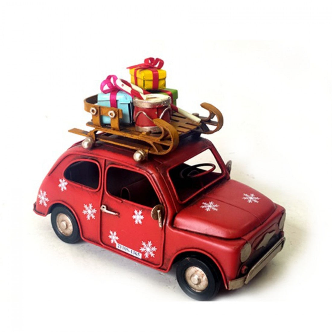 CAR WITH X'MAS DECORATION 15CM