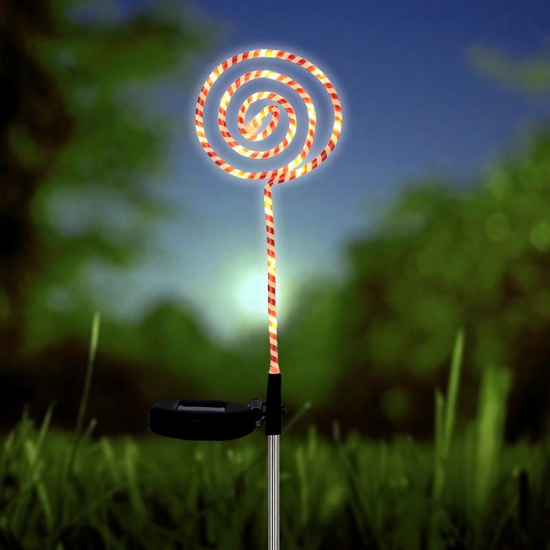 Light Solar Stake Candy Cane Lollypop 20LED 10cm x 10cm x 70cm 2 Function