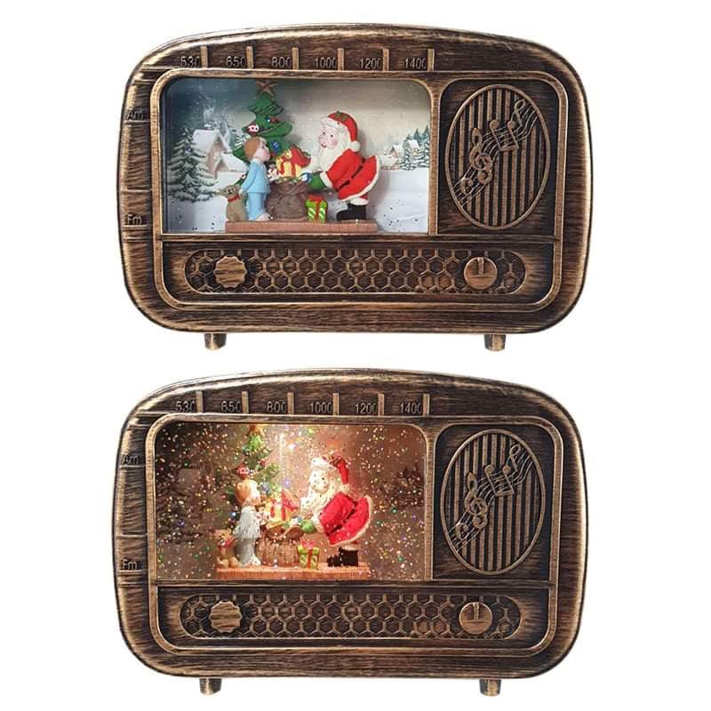 SNOW GLITTER SANTA RETRO RADIO 22cm