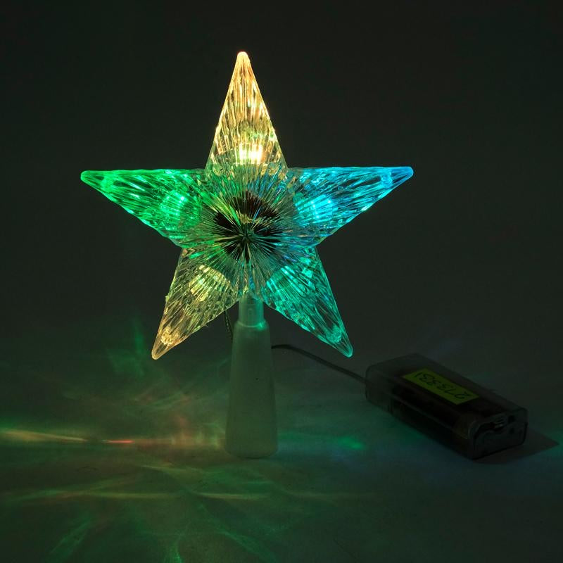 Battery Operated Tree Topper LED Star 14cm x 18cm Multi Colour Requires: 2 x AA Batteries (not Included) 1 Function - Flashing (3 Speed Transition)