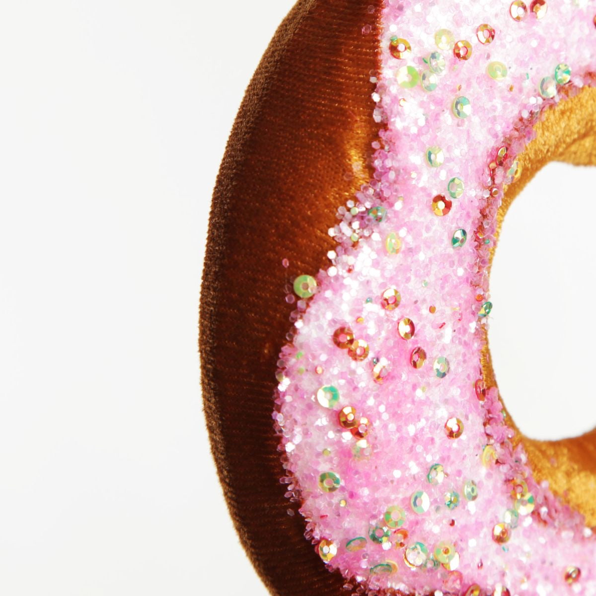 Pink Iced Velvet Donut Christmas Tree Decoration