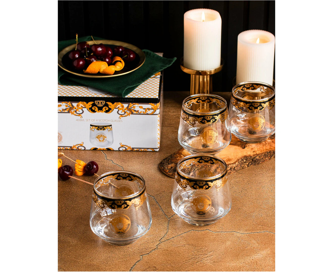 Medusa Luxe Set/4 Scotch Drinking Glasses 400ml