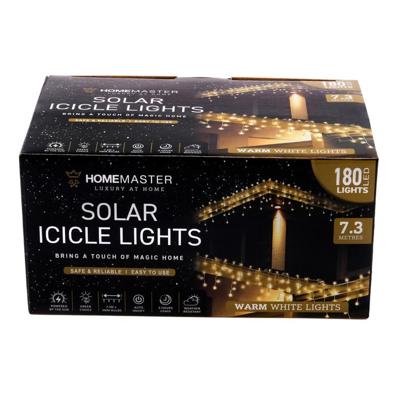 Light Solar Shape Icicle 180 LED 7.3m Warm White 2 Functions