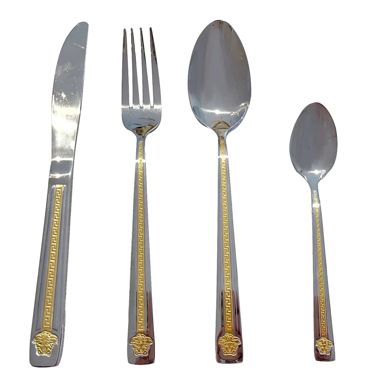 Medusa 72pc Gold- La Medusa Style 18/10 72Pcs Stainless Steel Gold Cutlery Set in Wooden Display Case