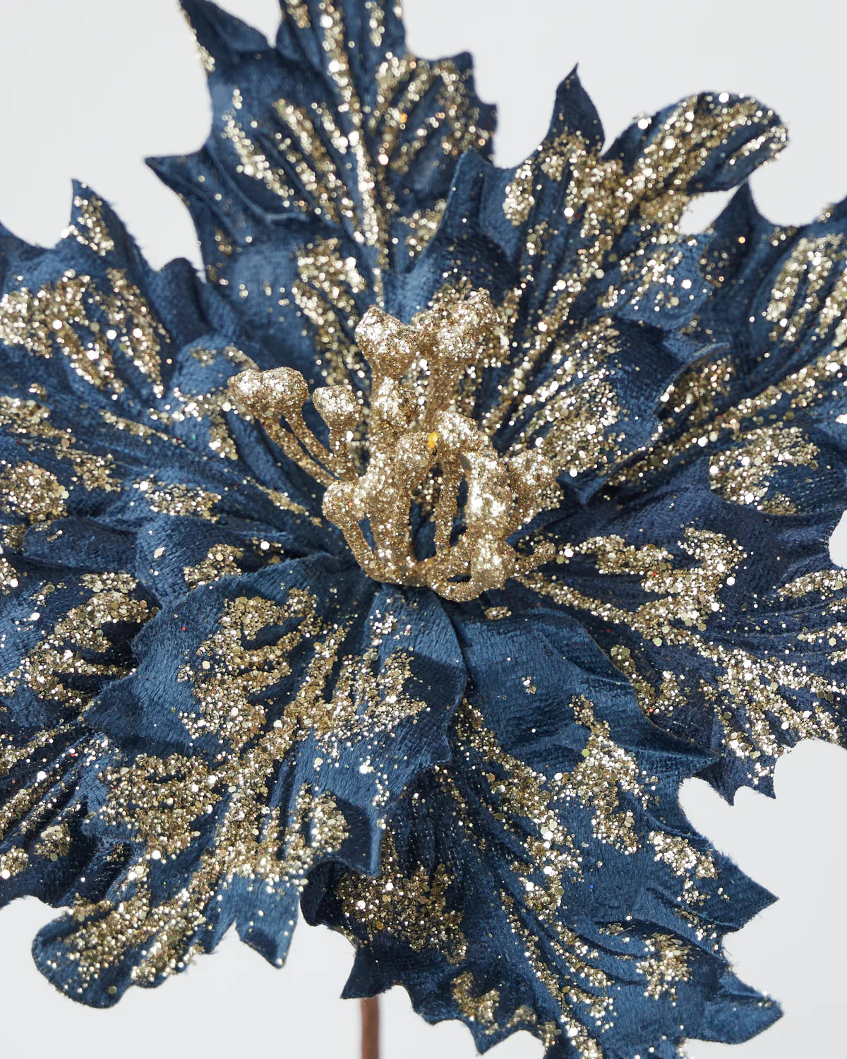 Poinsettia Pick Navy blue with glitter 30cm