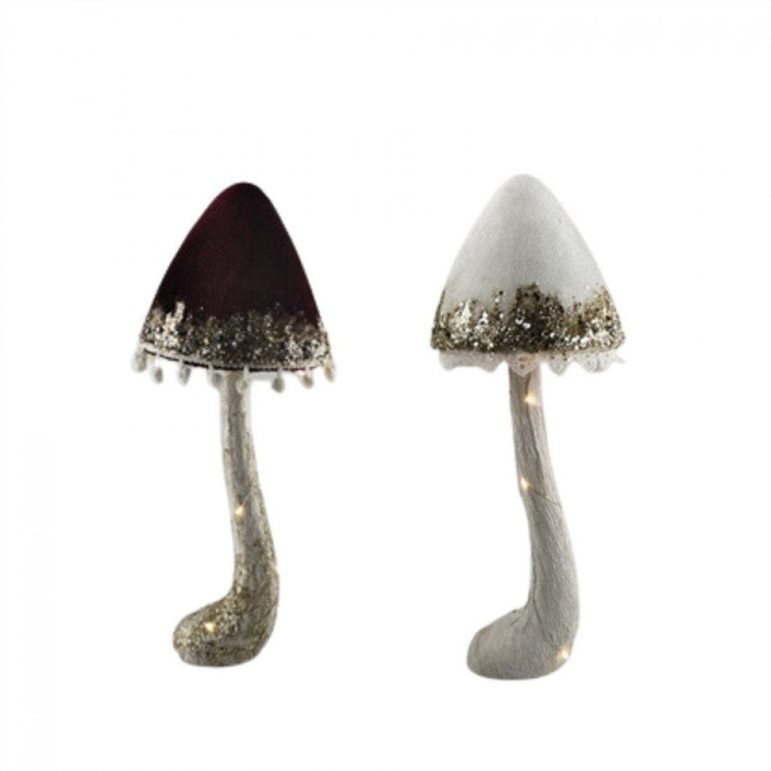 41CM 2/A WHITE VELVET MUSHROOM WITH LIGHTS