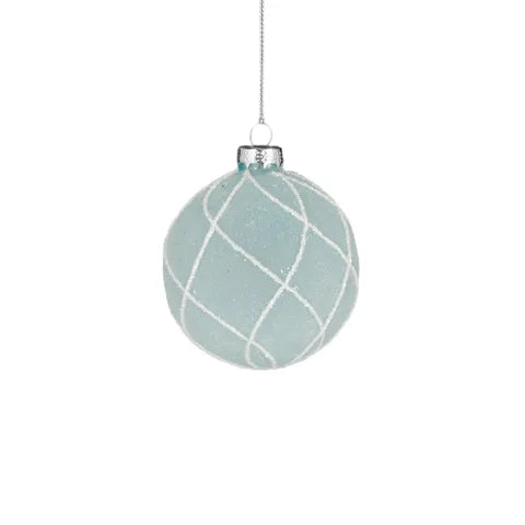 ICY BLUE BAUBLE GLASS 8CM LIGHT BLUE set of 4