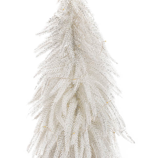 Silver Finish LED Pine Tree White (45cmH)