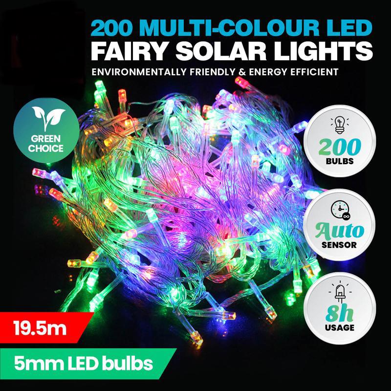 Light Solar Fairy 200 LED 19.5m Multi Colour 2 Functions