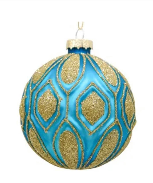 Glass Bauble Prussian Blue 8cm