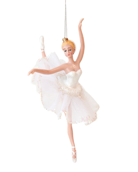 CHRISTMAS BALLERINA ORNAMENT BLONDE/ BRUNETTE WHITE 19CM 2 styles