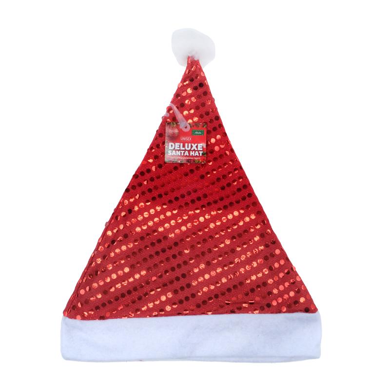 Hat Santa With Foil Print Adults 30cm x 38cm Red/White