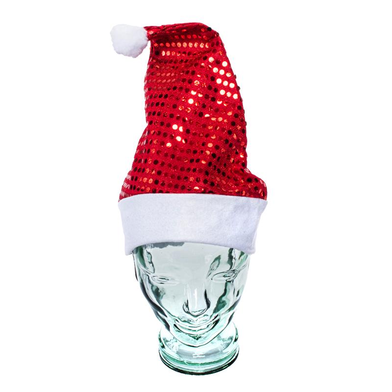 Hat Santa With Foil Print Adults 30cm x 38cm Red/White