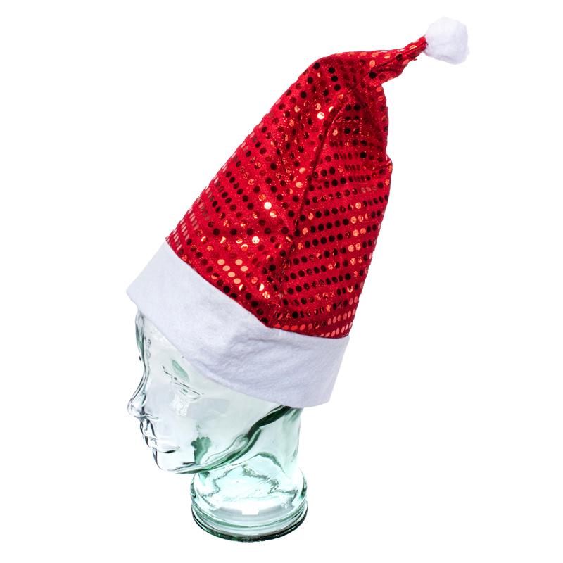 Hat Santa With Foil Print Adults 30cm x 38cm Red/White