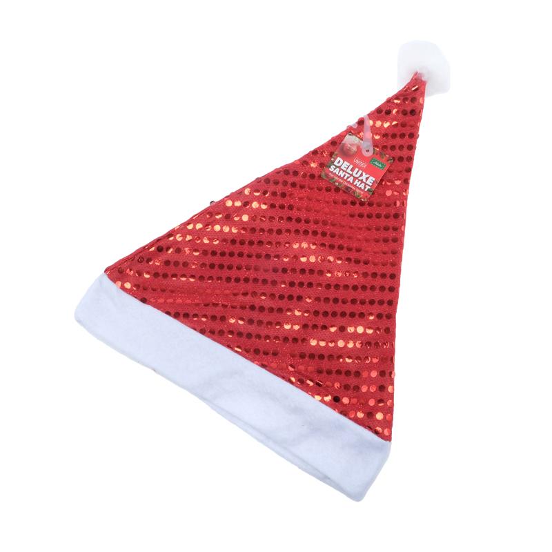 Hat Santa With Foil Print Adults 30cm x 38cm Red/White