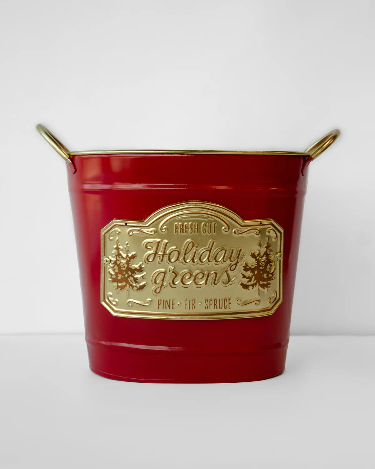 CHRISTMAS HOLIDAY GREENS BUCKET SET OF 2 RED