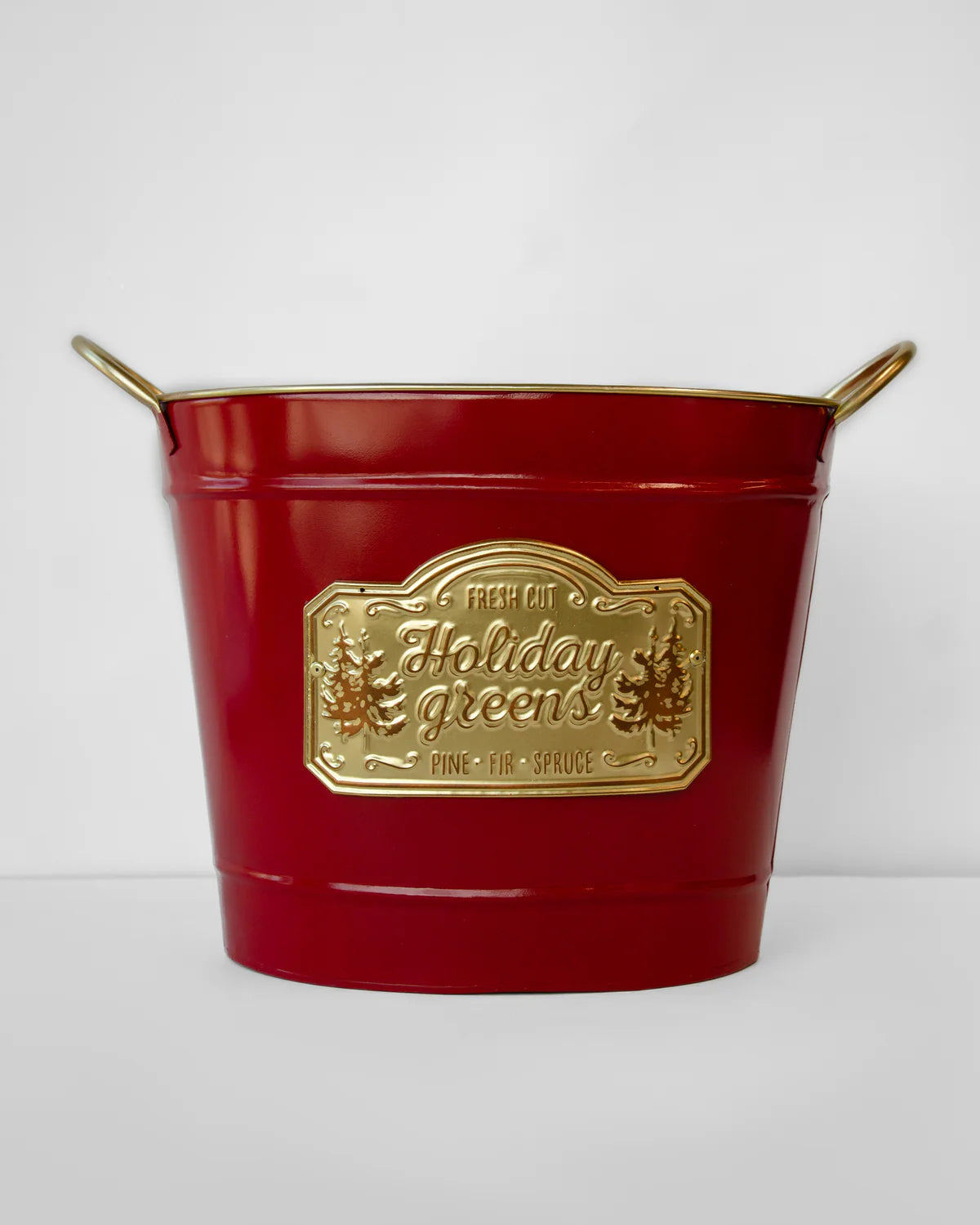 CHRISTMAS HOLIDAY GREENS BUCKET SET OF 2 RED