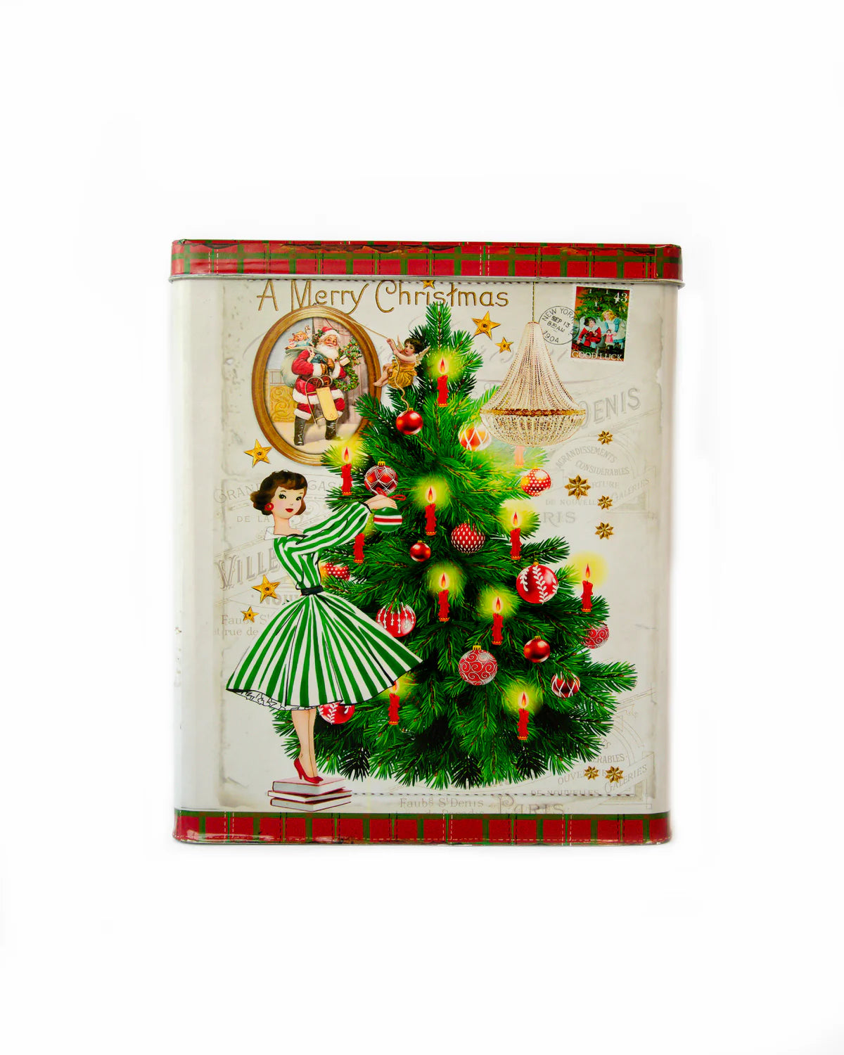 CHRISTMAS VINTAGE SCENE TINS RECTANGLE SET OF 3