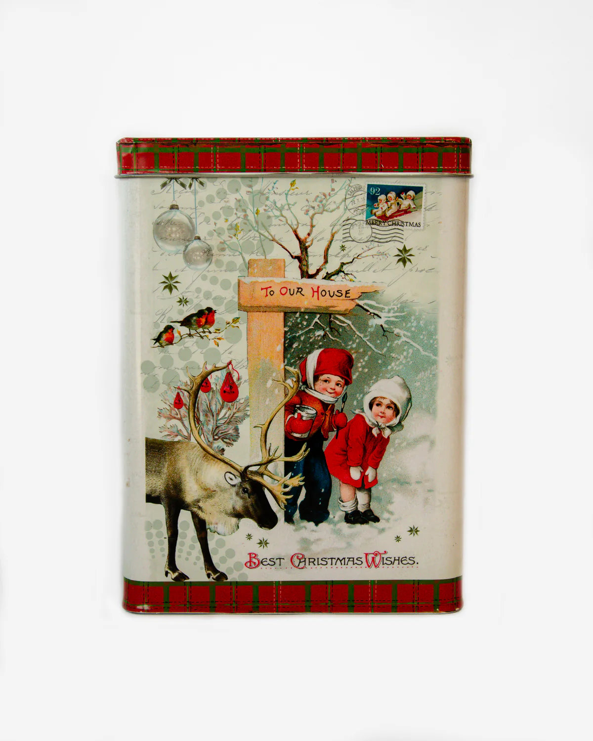 CHRISTMAS VINTAGE SCENE TINS RECTANGLE SET OF 3