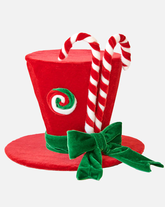 CHRISTMAS CANDY TOP HAT RED 22CM*53CM