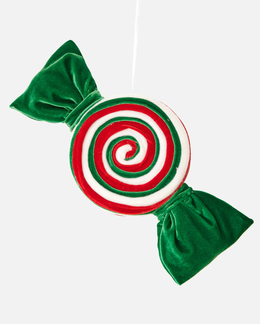 CHRISTMAS BON BON SWIRL ORNAMENT RED GREEN WHITE 40CM