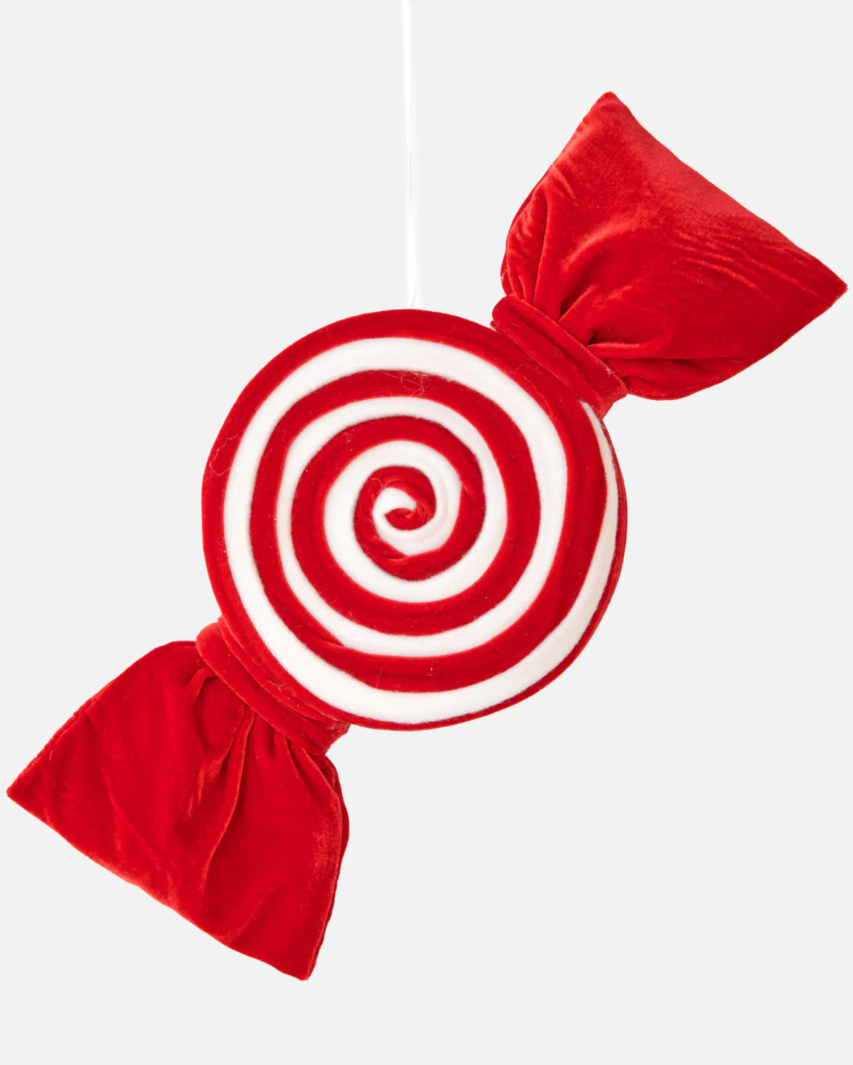 CHRISTMAS BON BON SWIRL ORNAMENT RED WHITE 40CM