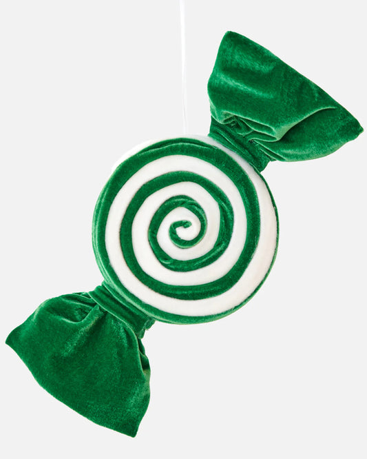 CHRISTMAS BON BON SWIRL ORNAMENT GREEN WHITE 40CM